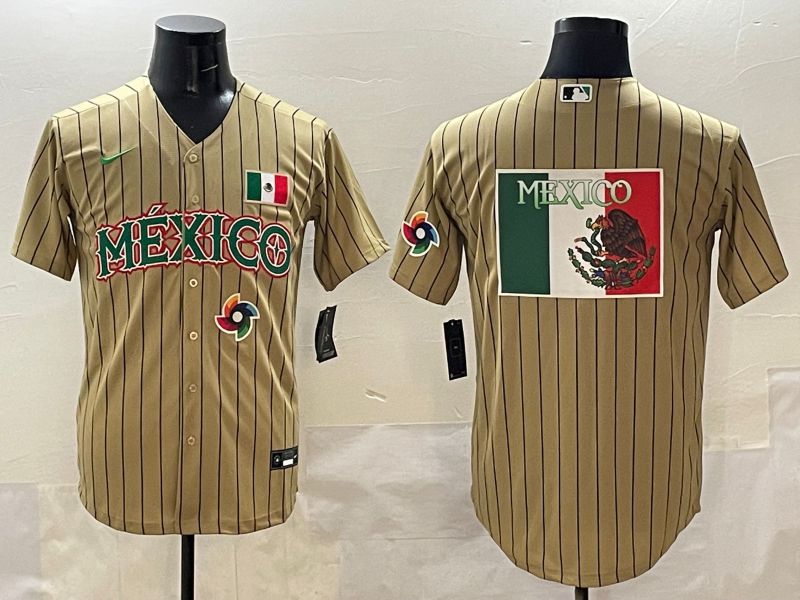 Men Mexico Blank Brown Stripe Joint Name 2025 Nike MLB Jersey style 12->more jerseys->MLB Jersey